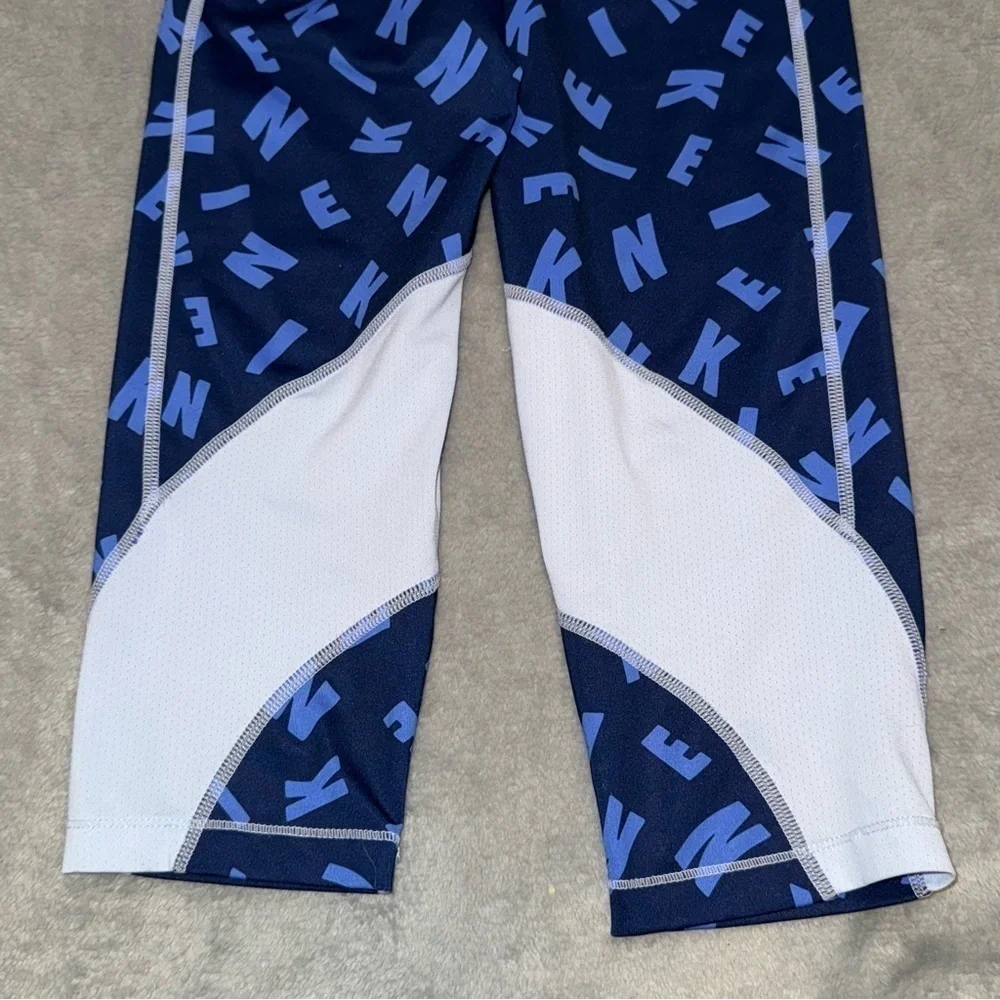 Nike Pro Blue and White Leggings Running Tights Girls Size Medium